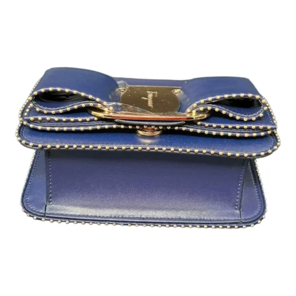 Salvatore Ferragamo Mini Vara Bow Crossbody Bag - Navy Blue - NWT - Picture 5 of 12